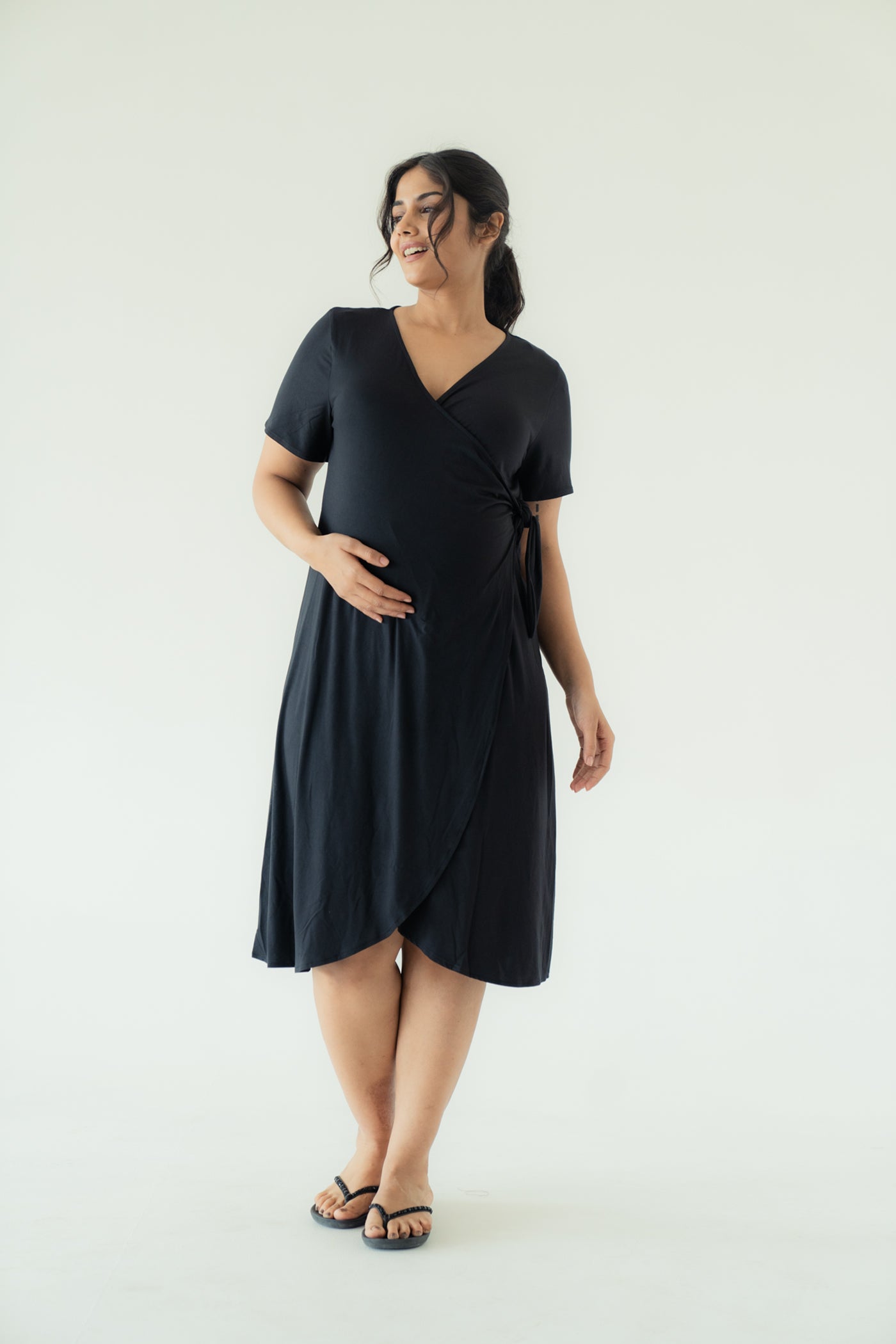 Mama Soft Wrap Dress (Black)