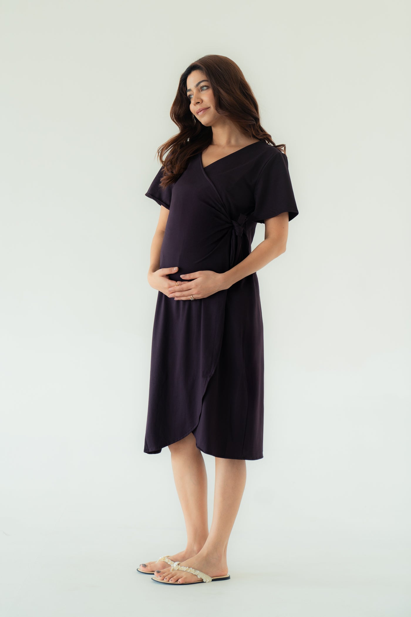 Mama Soft Wrap Dress (Plum)