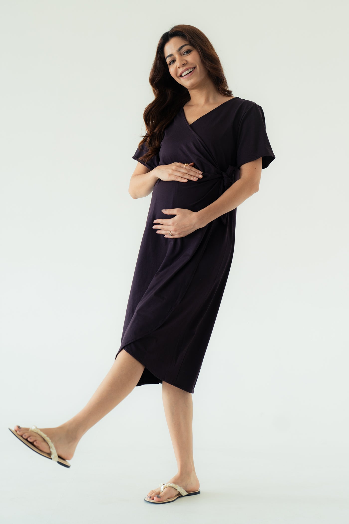 Mama Soft Wrap Dress (Plum)